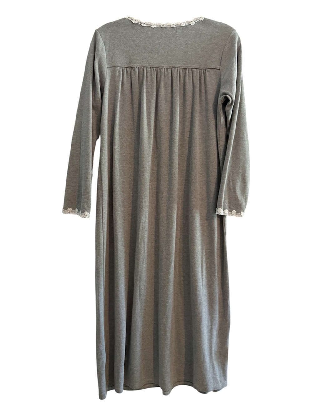 Eileen West Gray Dream Sweater Knit Lace Trim Long Ballet Nightgown Small - Picture 6 of 11